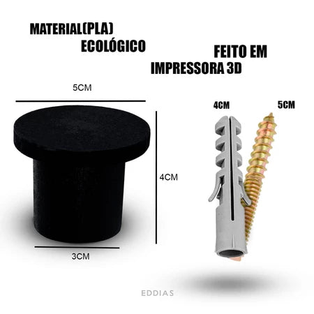 Espelho redondo com alça em couro costurado e suporte para parede – 30cm a 60cm