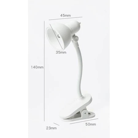 Luminária LED portátil ajustável com clip para leitura e mesa