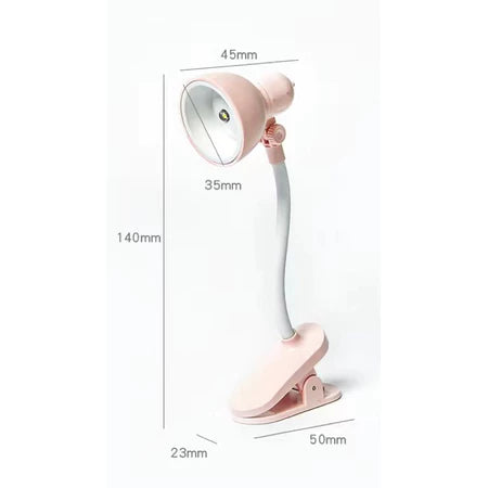 Luminária LED portátil ajustável com clip para leitura e mesa