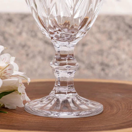 Jogo com 6 taças em vidro trabalhado – modelo diamante 330ml